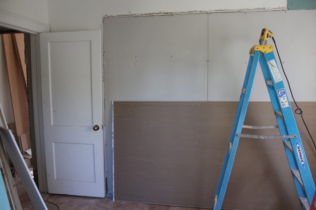 View of the new wall from inside the girls' room.